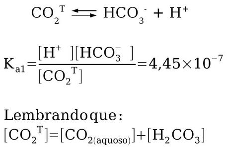 Primeira dissociação do ácido carbônico com formação do ânion bicarbonato