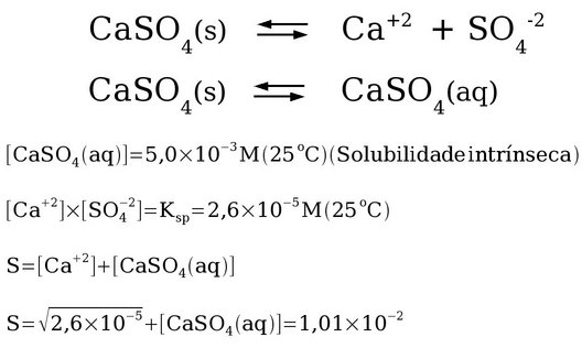 Contribuição da solubilidade intrínseca na solubilidade total do CaSO4
