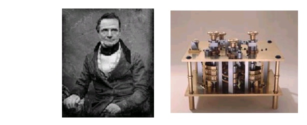 Babbage e sua máquina de calcular, montada pelo Museu de Ciência de Londres.