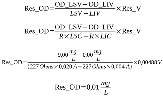 Cálculo da resolução das leituras de OD (Res_OD).