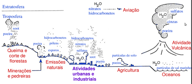 Fontes de gases e partículas do aerossol atmosférico (Fonte: http://www.dca.iag.usp.br/www/material/fornaro/ACA410/MaterialParticulado_junho2013.pdf)