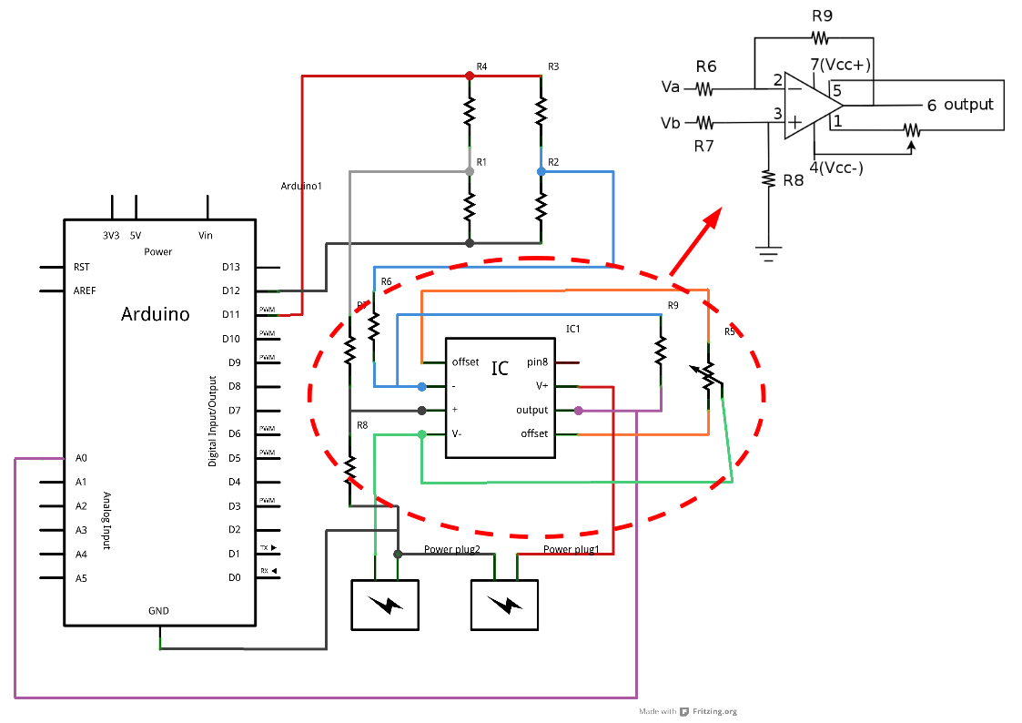 Diagrama esquemático do circuito amplificador