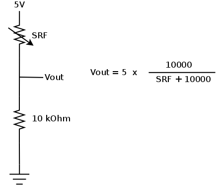 Fórmula de cálculo da tensão Vout em funcão da resistência do SRF.