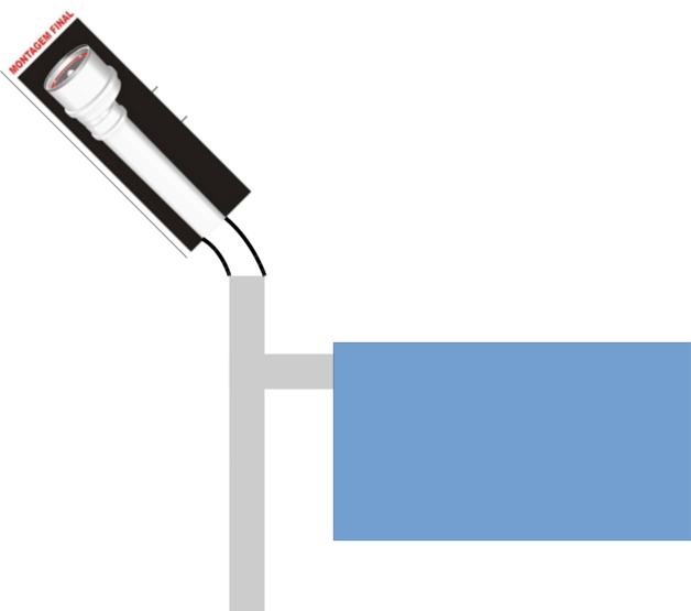 Diagrama simplificado do sistema com o coletor com filtro autolimpante, o reservatório do volume inicial de chuva e a caixa de armazenamento.